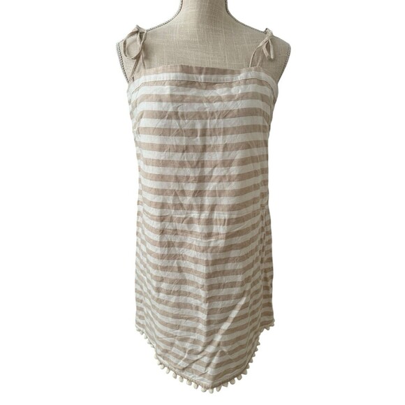 J.CREW Dresses & Skirts - J.Crew Linen Blend Shift‎ Dress with Pom Detail Size Medium Classic Lagenlook